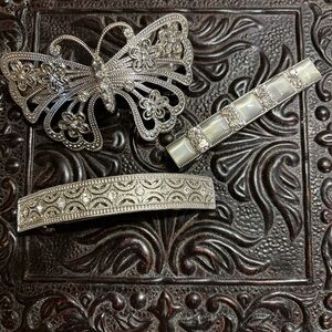 Bridal Silver Hair Clip Set